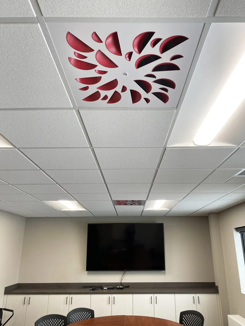 NEX-C-ER Architectural Diffusers installed in HVAC Sales's meeting room in Saskatchewan