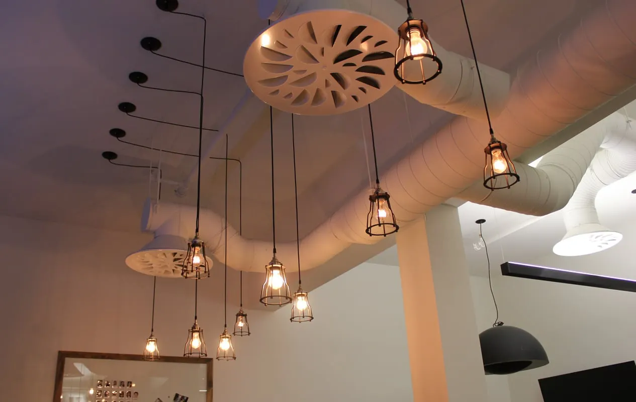 NEX-C Architectural Swirl Diffuser, in Employees Lounge, IN-RGY Office