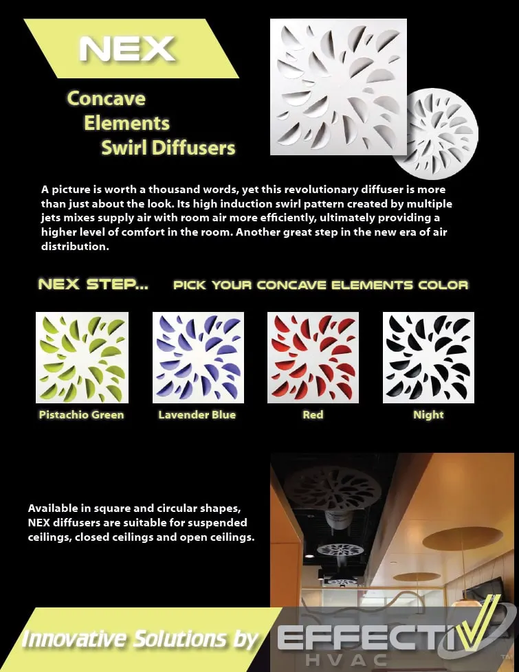 NEX Swirl Diffuser, choice of shape and concave element colors