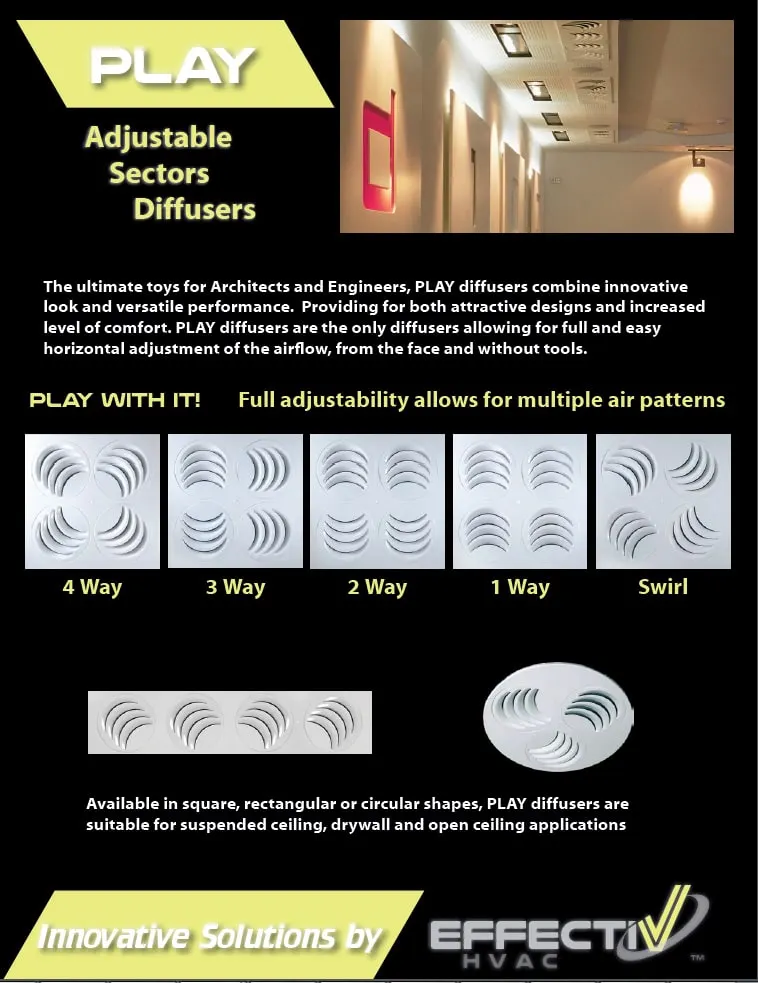 PLAY Adjustable Air Diffuser Allows For Multiple Air Patterns and Optimal Comfort