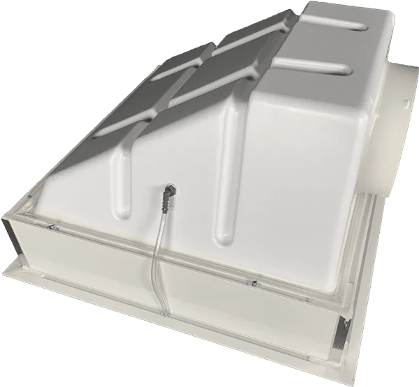 AXO-HEPA 538 airtight polystyrene plenum with pressure intake to measure HEPA filter's pressure drop.