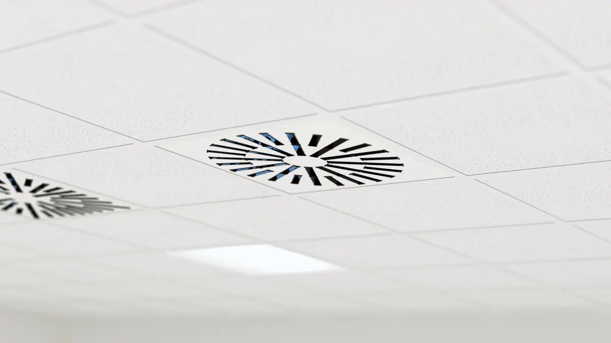 AXO-S-UV High Induction Swirl UV Diffuser Installed in Ceiling