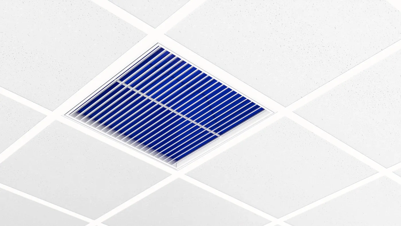 YIN Architectural Return Air Grille with Interior Powder Coated in Blue