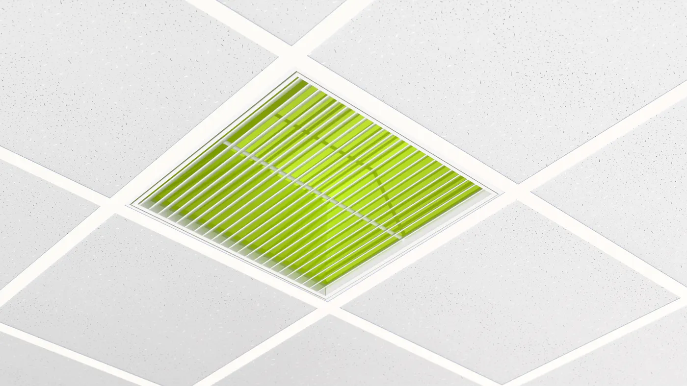 YIN Architectural Return Air Grille with Interior Powder Coated in Lime Green