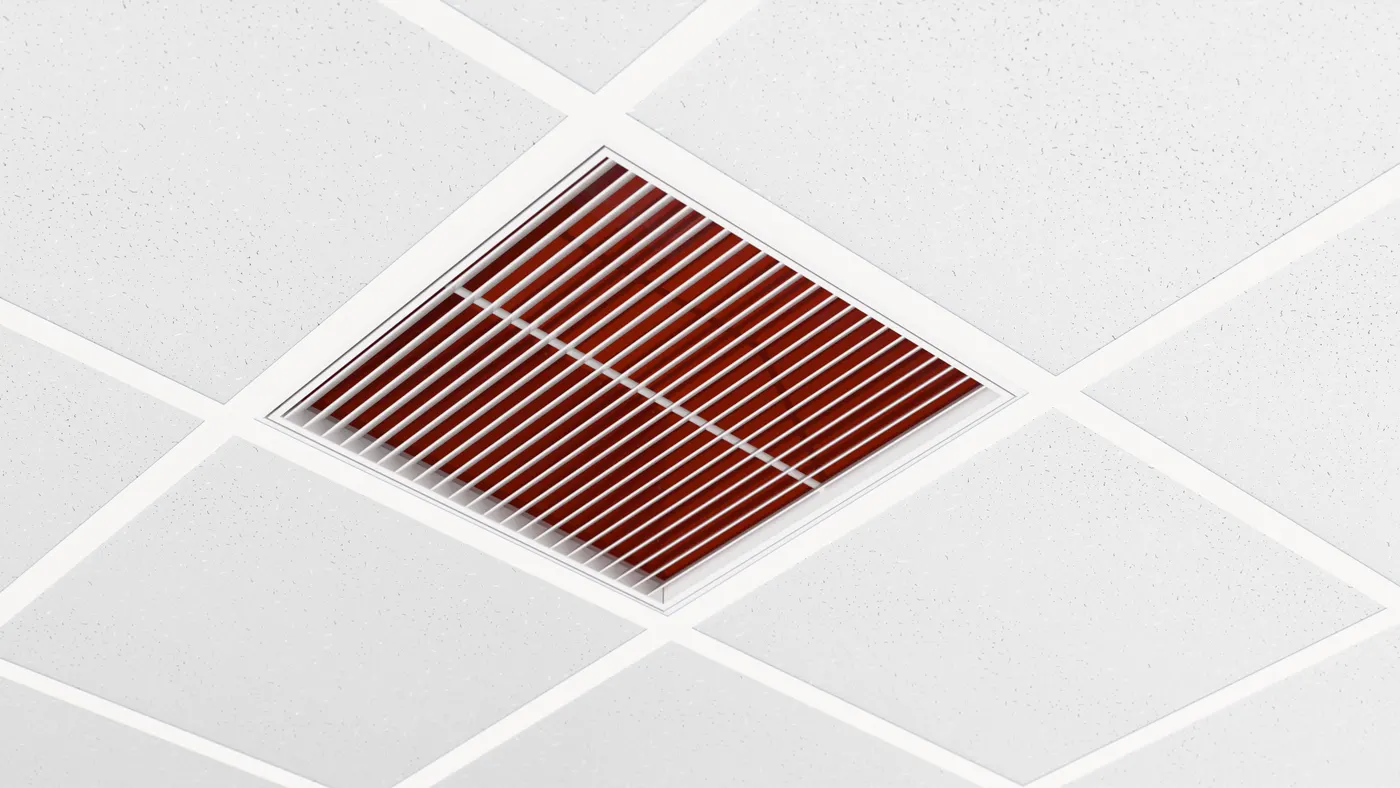 YIN Architectural Return Air Grille with Interior Powder Coated in Red