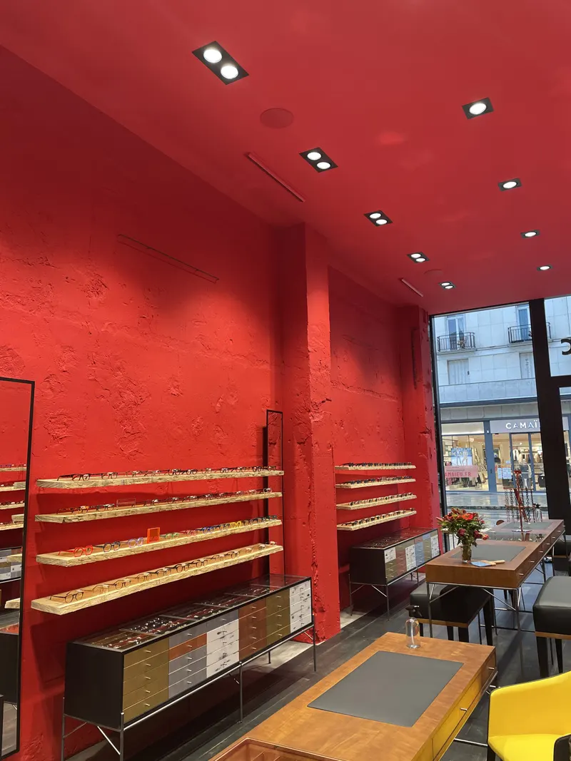 KOBE Long Throw Linear Jet Diffuser installed in an optician store