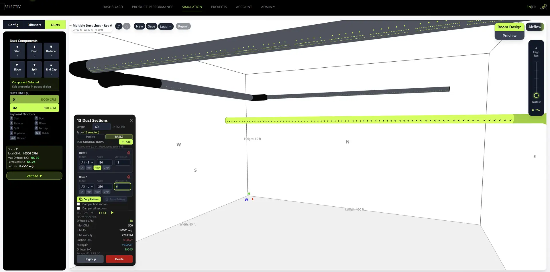 SelectiV duct design