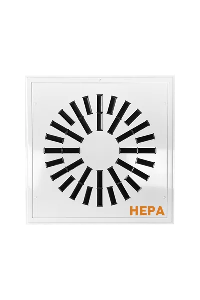 AXO-HEPA High Induction Square Swirl Diffuser with removable face and HEPA filter for high efficiency filtration and diffusion.